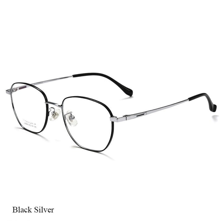 Bclear Unisex Full Rim Square Titanium Eyeglasses Lb5509 Full Rim Bclear Black silver