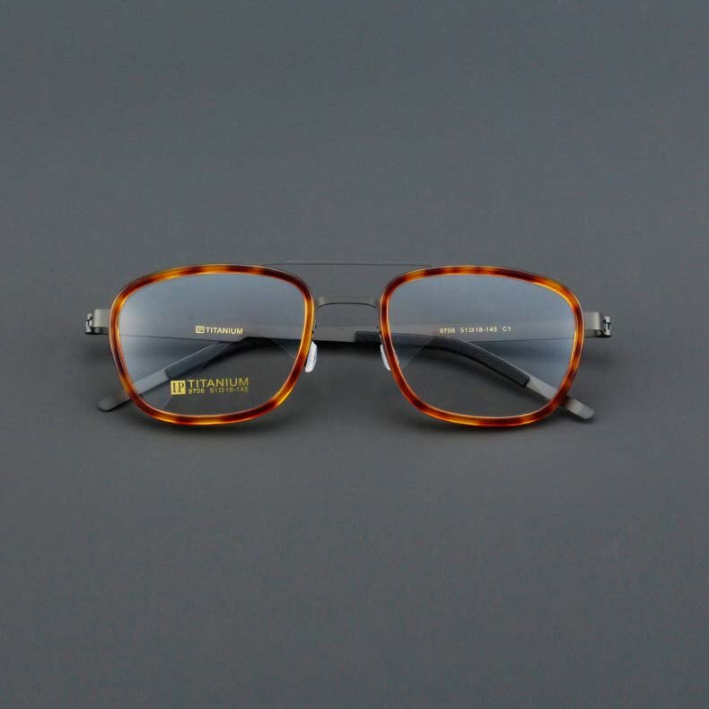 CCspace Unisex Full Rim Square Double Bridge Acetate Titanium Eyeglasses 55024 Full Rim CCspace Leopard China