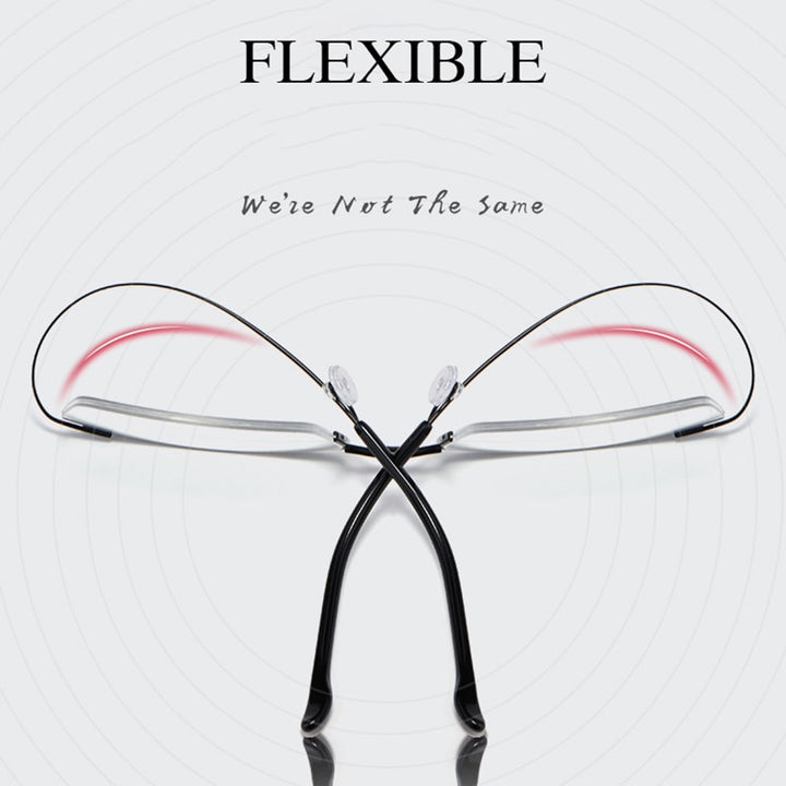 Hotochki Men's Semi Rim Rectangle Titanium Frame Eyeglasses 30004 Semi Rim Hotochki