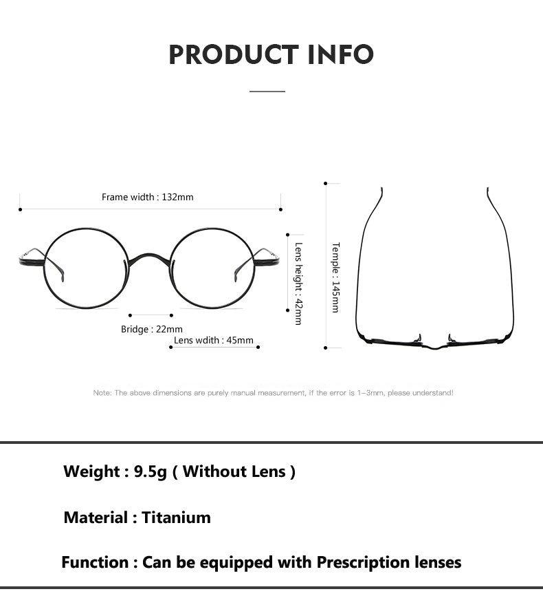 Oveliness Unisex Full Rim Round Titanium Eyeglasses 10518 Full Rim Oveliness