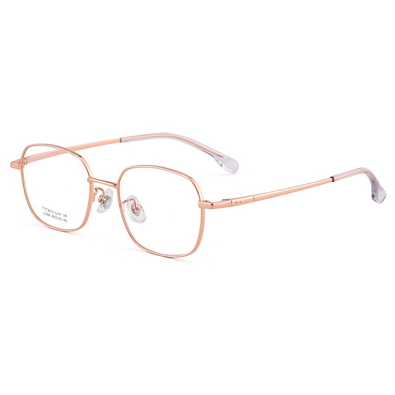 Bclear Unisex Full Rim Small Square Titanium Eyeglasses Lb5366 Full Rim Bclear Rose Gold