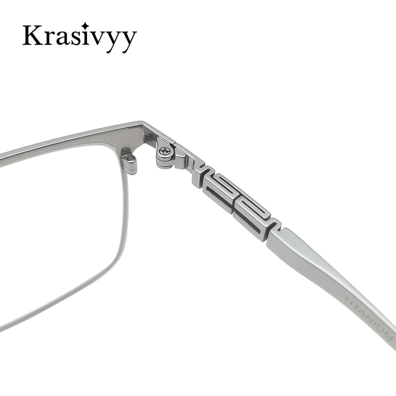 Krasivyy Men's Semi Rim Square Titanium Eyeglasses Semi Rim Krasivyy