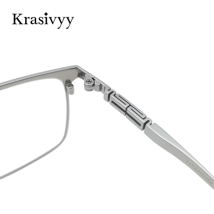 Krasivyy Men's Semi Rim Square Titanium Eyeglasses Semi Rim Krasivyy