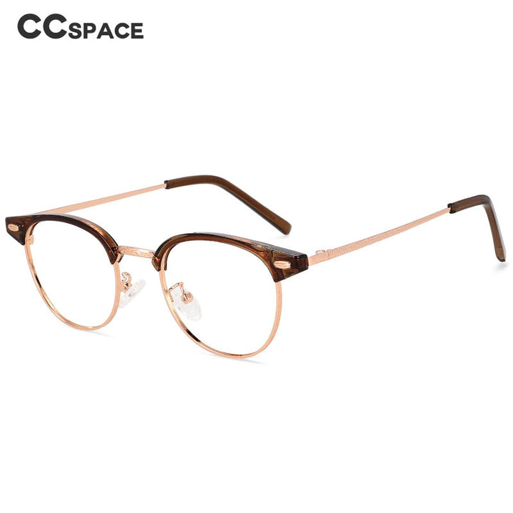 CCspace Unisex Full Rim Round Square Alloy Eyeglasses 55866 Full Rim CCspace