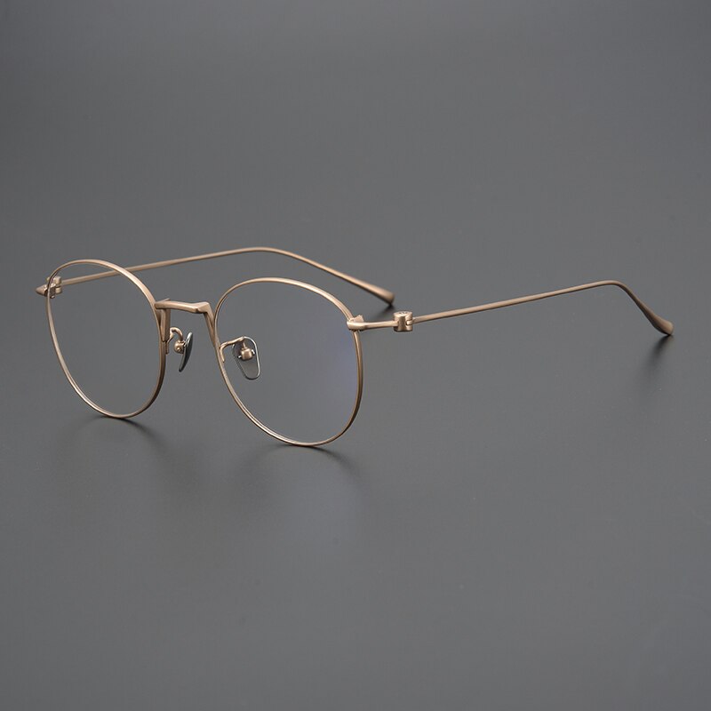 Gatenac Unisex Full Rim Round Square Titanium Eyeglasses Gxyj917 Full Rim Gatenac Gold