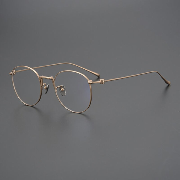 Gatenac Unisex Full Rim Round Square Titanium Eyeglasses Gxyj917 Full Rim Gatenac Gold