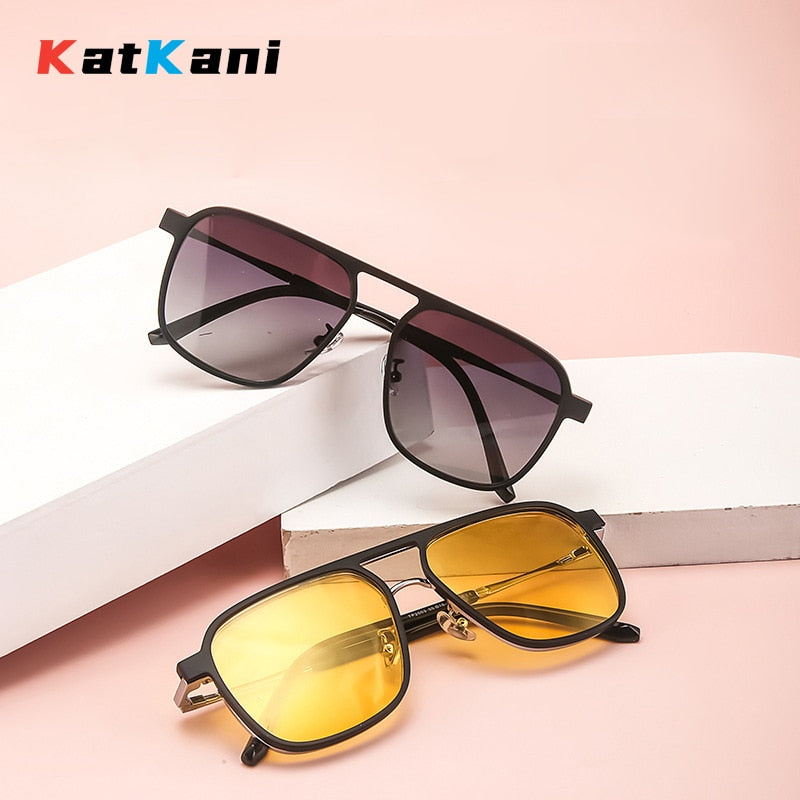 KatKani Unisex Full Rim Square Polygon Alloy Polarized Sunglasses Tp2003 Sunglasses KatKani Sunglasses   