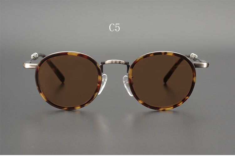 Yujo Men's Full Rim Round Acetate Alloy UV400 Dark Polarized Sunglasses Sunglasses Yujo C4 China
