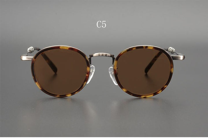 Yujo Men's Full Rim Round Acetate Alloy UV400 Dark Polarized Sunglasses Sunglasses Yujo C4 China