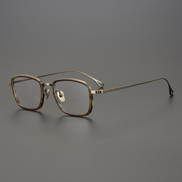 Gatenac Unisex Full Rim Square Titanium Acetate Frame Eyeglasses Gxyj785 Full Rim Gatenac Bronze