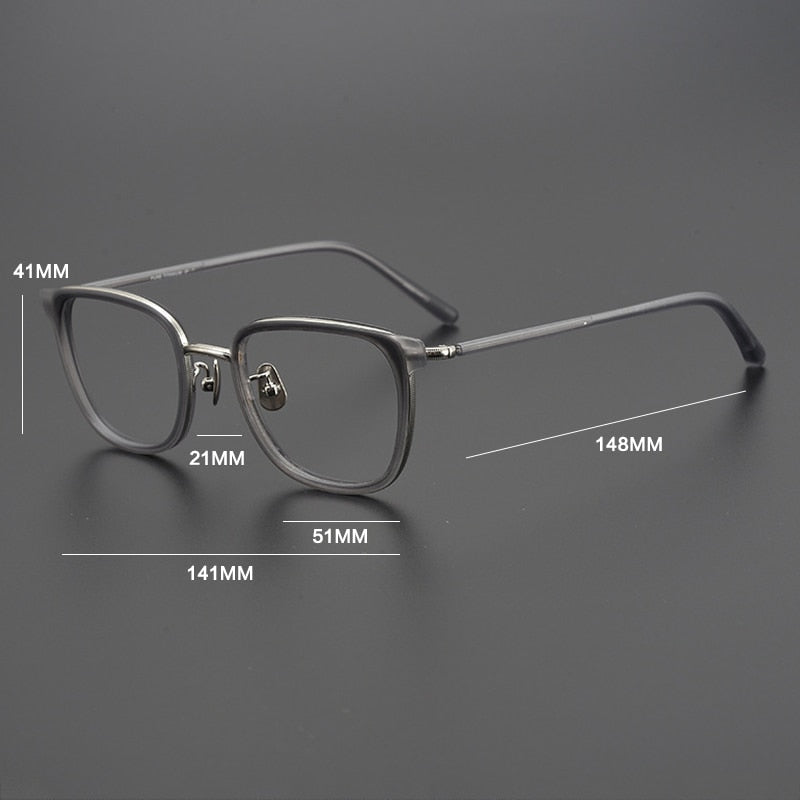Gatenac Unisex Full Rim Square Acetate Titanium Eyeglasses Gxyj995 Full Rim Gatenac