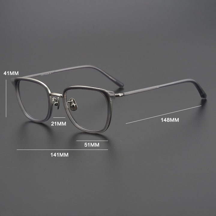 Gatenac Unisex Full Rim Square Acetate Titanium Eyeglasses Gxyj995 Full Rim Gatenac