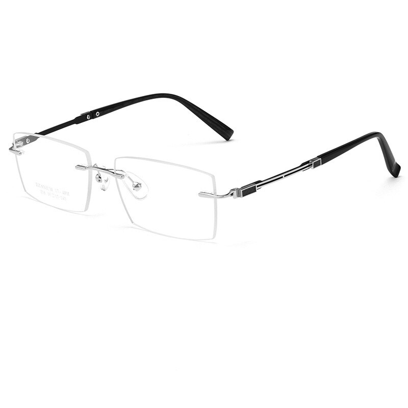 Yimaruili Unisex Rimless Large Square Rectangle Titanium Eyeglasses Z16WK Rimless Yimaruili Eyeglasses Silver