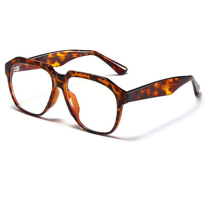 CCspace Unisex Full Rim Large Square Acetate Eyeglasses 55063 Full Rim CCspace China Leopard