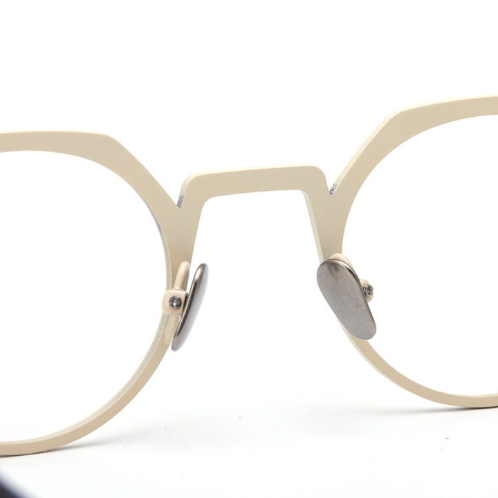 Muzz Unisex Full Rim Small Round Flat Top Titanium Eyeglasses T7759 Full Rim Muzz
