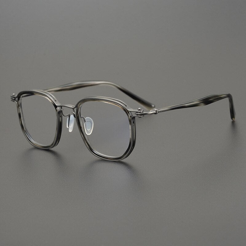 Gatenac Unisex Full Rim Square Titanium Acetate Frame Eyeglasses Gxyj815 Full Rim Gatenac Gray