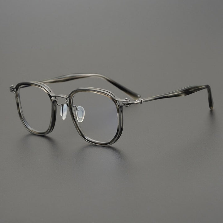 Gatenac Unisex Full Rim Square Titanium Acetate Frame Eyeglasses Gxyj815 Full Rim Gatenac Gray