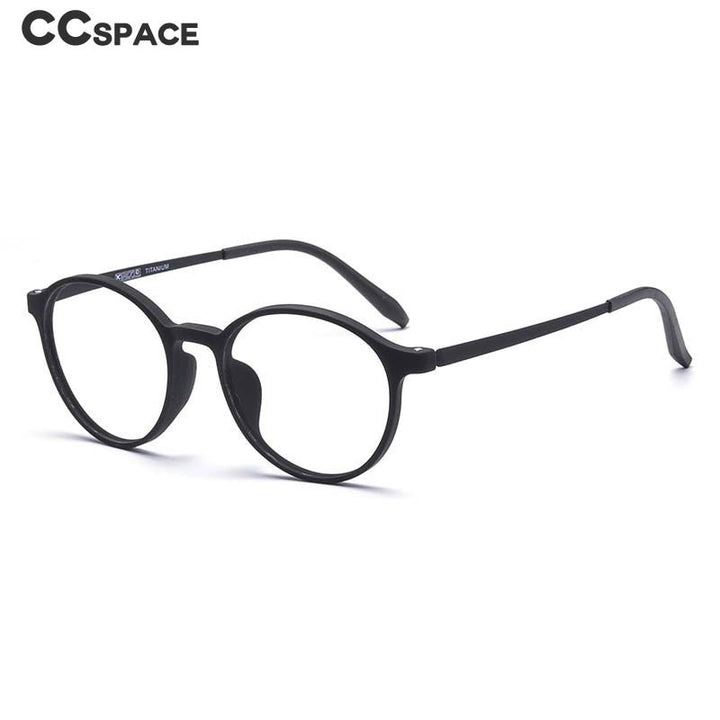 CCspace Unisex Full Rim Round Tr 90 Titanium Eyeglasses 55257 Full Rim CCspace