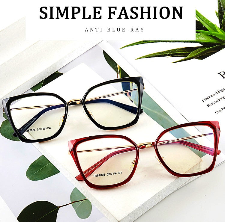 CCspace Women's Full Rim Square Cat Eye Acetate Alloy Eyeglasses 54730 Full Rim CCspace