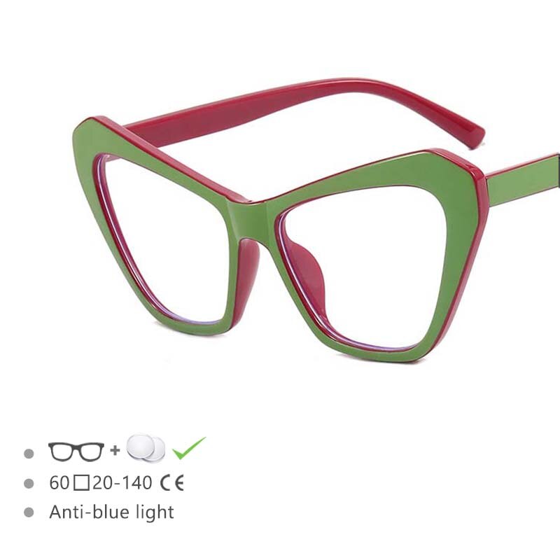 CCspace Women's Full Rim Oversized Cat Eye Acetate Frame Eyeglasses 54494 Full Rim CCspace Green China