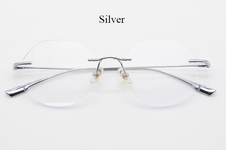Bclear Unisex Rimless Square Titanium Frame Eyeglasses Myb1135 Rimless Bclear Silver