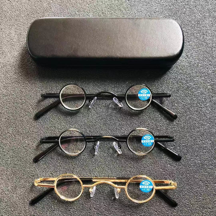 Cubojue Unisex Full Rim Small Round Alloy Reading Glasses Reading Glasses Cubojue