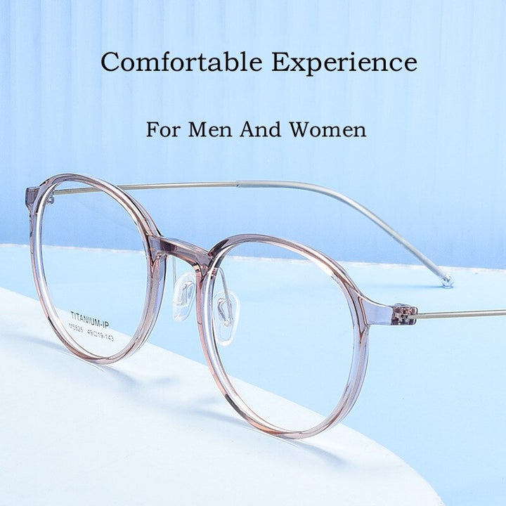 Yimaruili Unisex Full Rim Round Tr 90 Titanium Eyeglasses 5825M Full Rim Yimaruili Eyeglasses