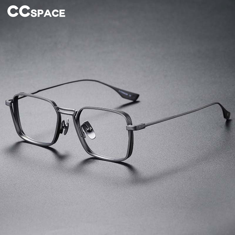 CCspace Unisex Full Rim Square Double Bridge Titanium Eyeglasses 53229 Full Rim CCspace
