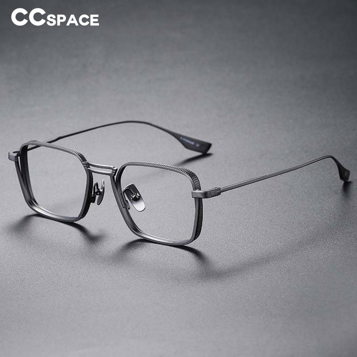 CCspace Unisex Full Rim Square Double Bridge Titanium Eyeglasses 53229 Full Rim CCspace
