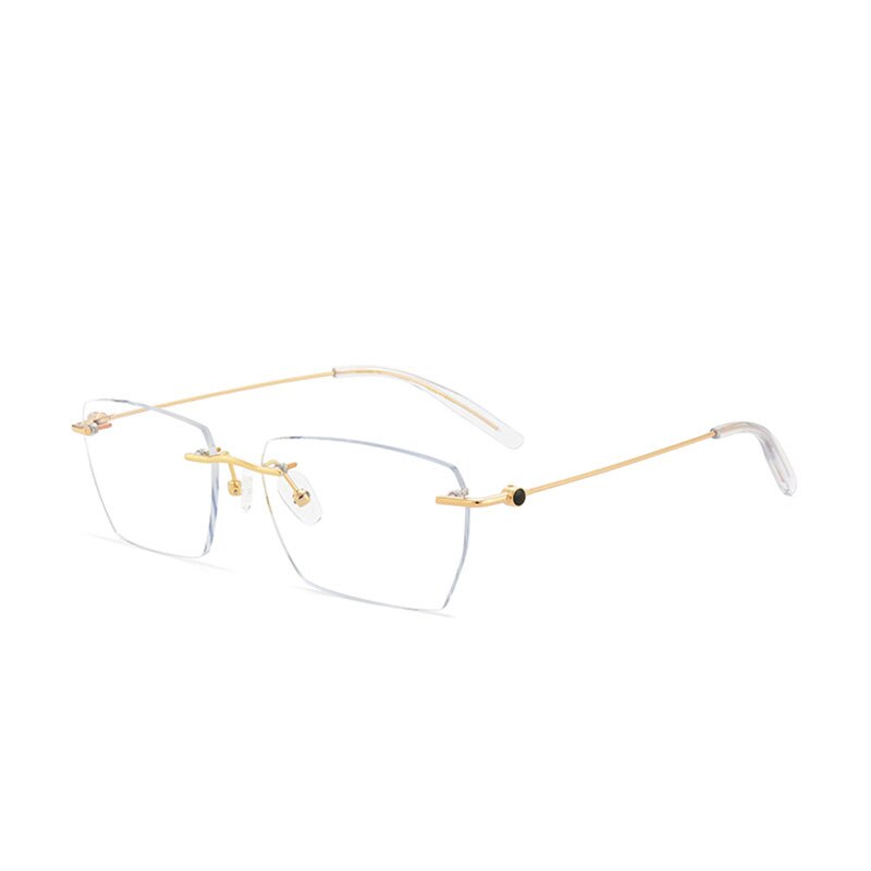 Hdcrafter Unisex Rimless Square Alloy Eyeglasses 0621 Rimless Hdcrafter Eyeglasses Gold Frame