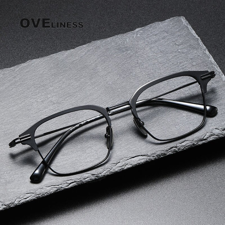 Oveliness Unisex Full Rim Square Titanium Eyeglasses Dxt142 Full Rim Oveliness