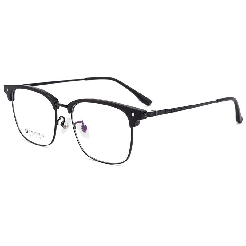 Yimaruili Men's Full Rim Square Acetate Alloy Eyeglasses M224 Full Rim Yimaruili Eyeglasses Black