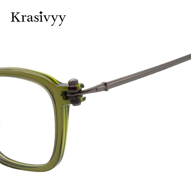 Krasivyy Unisex Full Rim Square Titanium Acetate Eyeglasses Rlt5880 Full Rim Krasivyy   