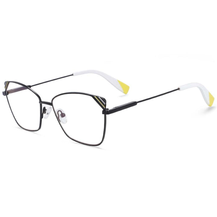CCspace Women's Full Rim Square Cat Eye Alloy Frame Eyeglasses 54125 Full Rim CCspace CN black white