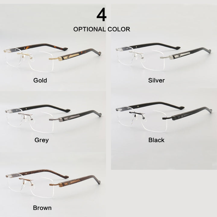 Muzz Men's Rimless Square Acetate Titanium Eyeglasses 108 Rimless Muzz
