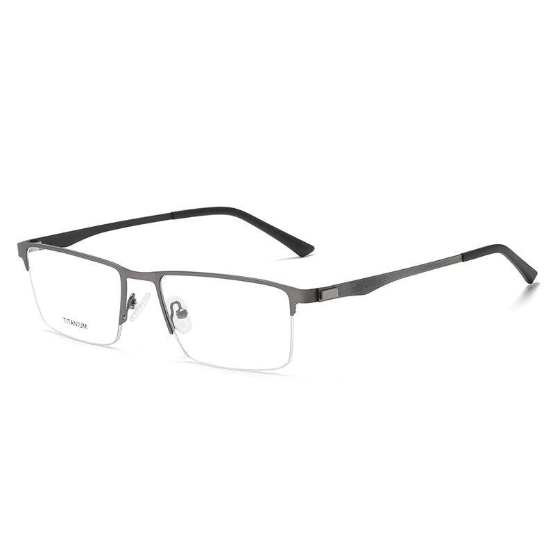Zirosat Men's Semi Rim Square Titanium Eyeglasses P9867 Semi Rim Zirosat grey