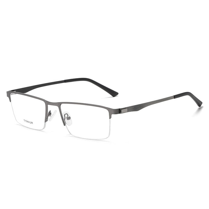 Zirosat Men's Semi Rim Square Titanium Eyeglasses P9867 Semi Rim Zirosat grey