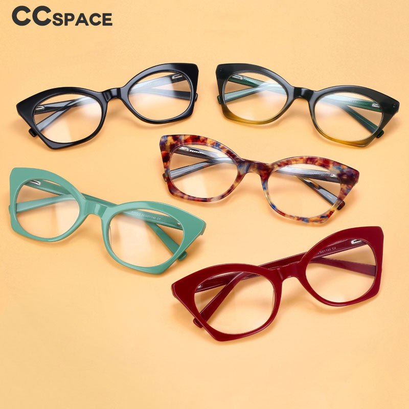 CCspace Unisex Full Rim Square Cat Eye Acetate Eyeglasses 55357 Full Rim CCspace