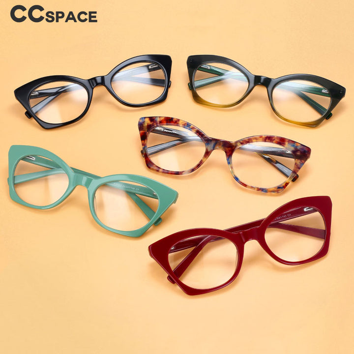CCspace Unisex Full Rim Square Cat Eye Acetate Eyeglasses 55357 Full Rim CCspace