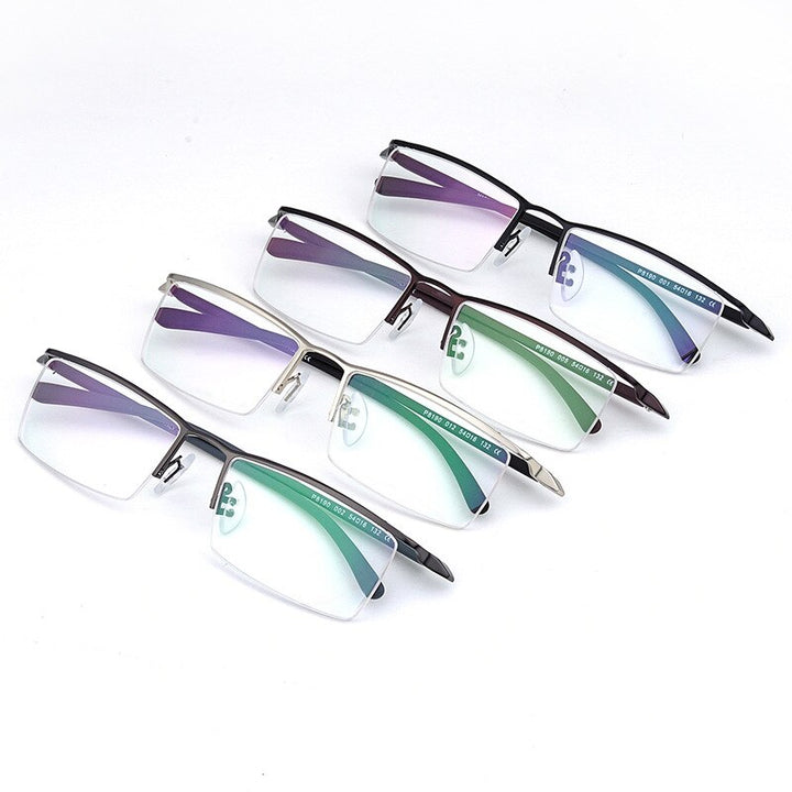 Hdcrafter Men's Semi Rim Square Titanium Eyeglasses P8190 Semi Rim Hdcrafter Eyeglasses