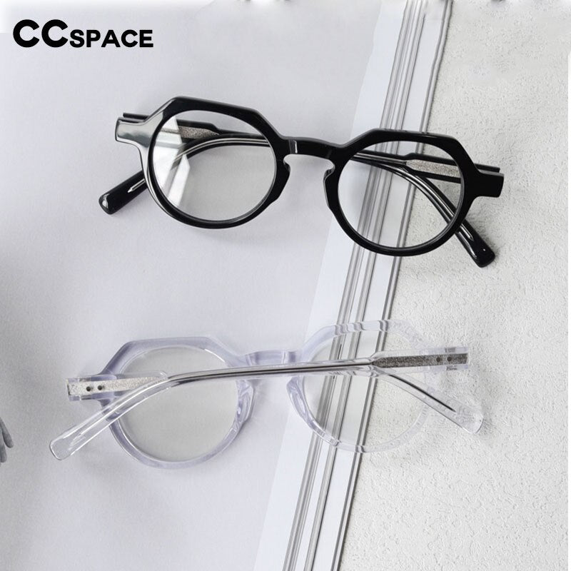 CCspace Unisex Full Rim Polygon Acetate Eyeglasses 55273 Full Rim CCspace
