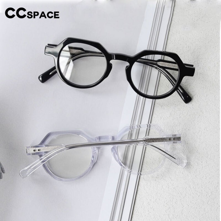 CCspace Unisex Full Rim Polygon Acetate Eyeglasses 55273 Full Rim CCspace