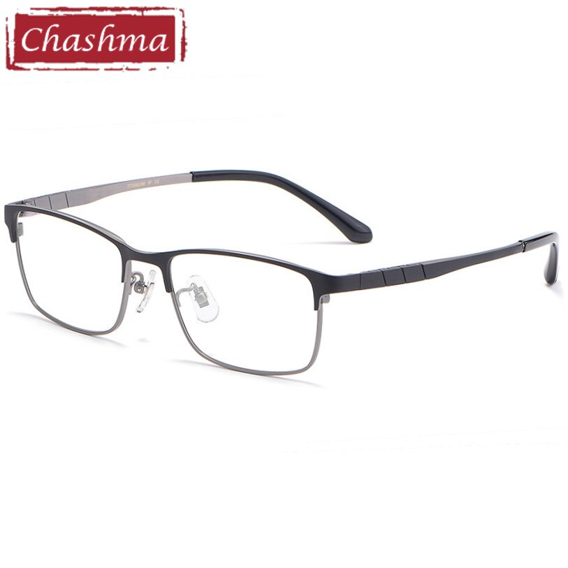 Chashma Ottica Unisex Full Rim Square Titanium Eyeglasses 0137 Full Rim Chashma Ottica Black Gray  