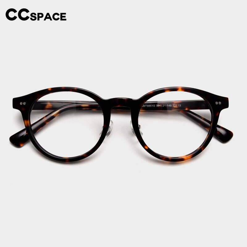 CCspace Unisex Full Rim Round Acetate Eyeglasses 55692 Full Rim CCspace