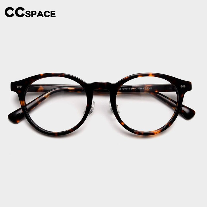CCspace Unisex Full Rim Round Acetate Eyeglasses 55692 Full Rim CCspace