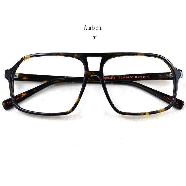 Hdcrafter Unisex Full Rim Square Double Bridge Acetate Tr 90 Eyeglasses Ft8896 Full Rim Hdcrafter Eyeglasses amber