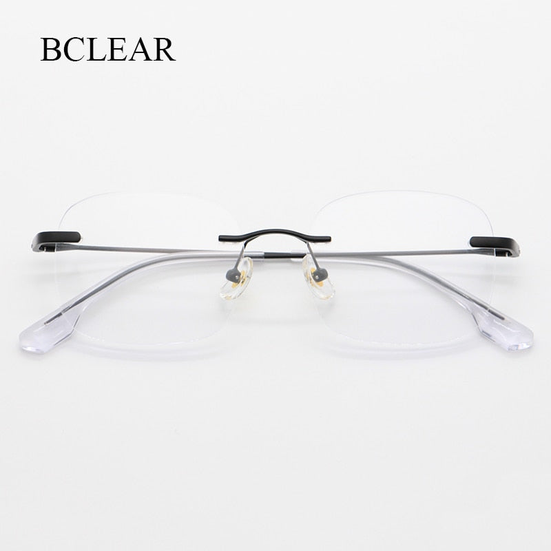 Bclear Unisex Rimless Square Titanium Frame Eyeglasses Myw01 Rimless Bclear