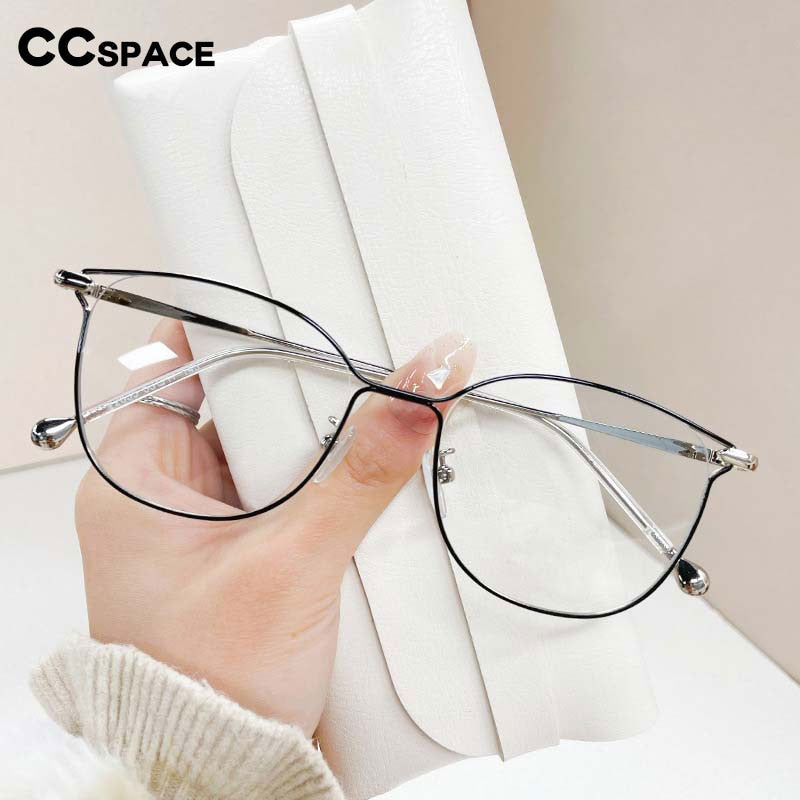 CCspace Unisex Full Rim Square Cat Eye Alloy Eyeglasses 55895 Full Rim CCspace