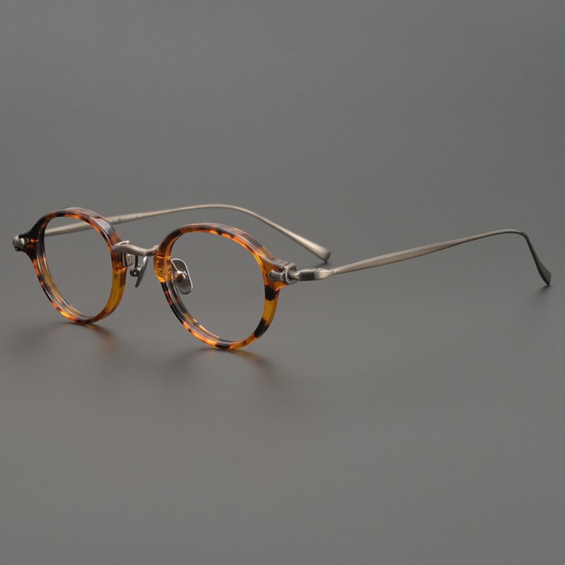 Gatenac Unisex Full Rim Round Small Acetate Titanium Eyeglasses Gxyj890 Full Rim Gatenac