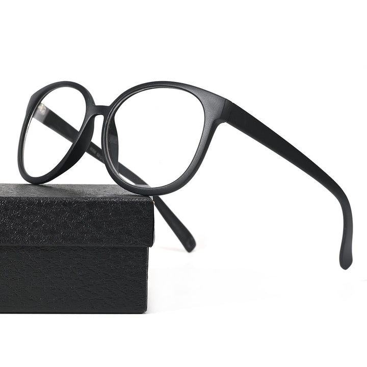 Cubojue Unisex Full Rim Square Tr 90 Titanium Myopic Reading Glasses 8056m Reading Glasses Cubojue no function lens 0 matte black